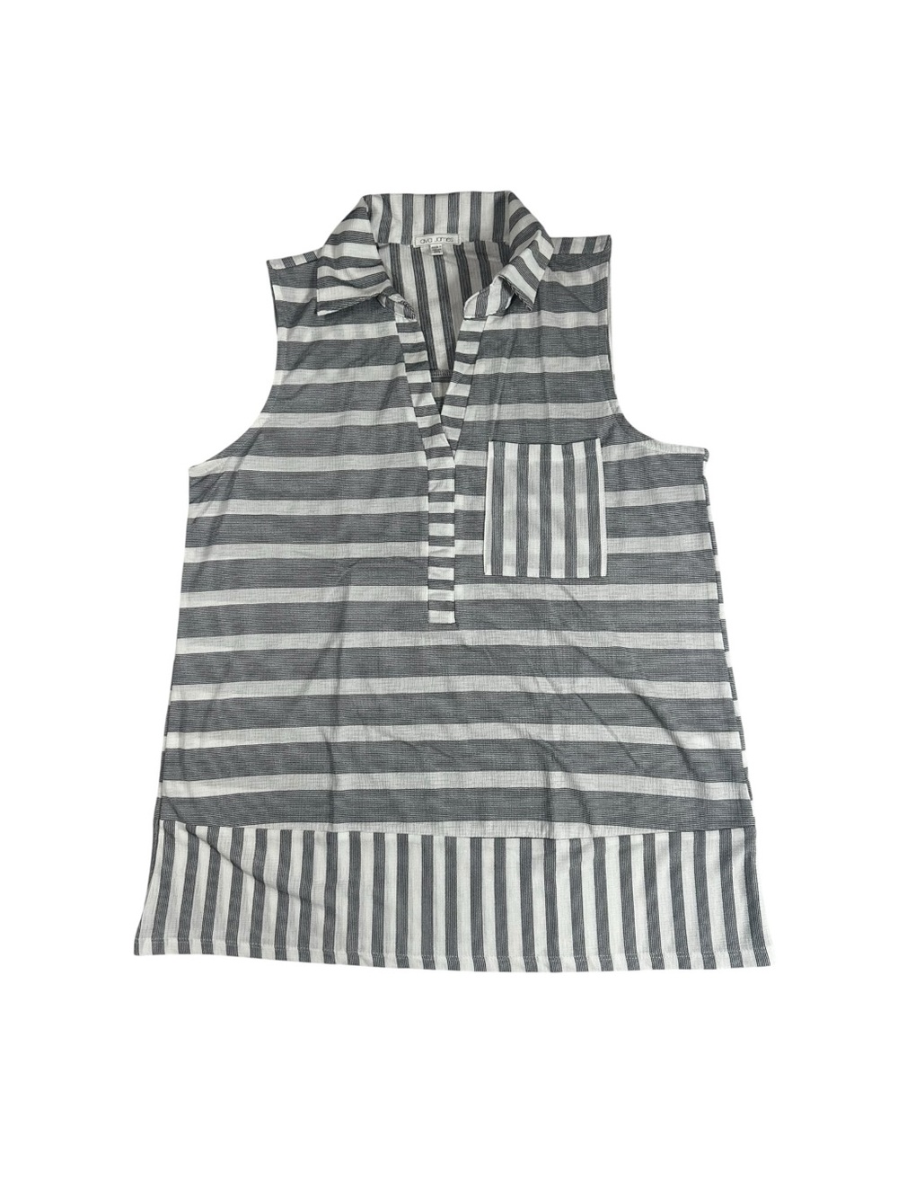 Ava James Sleeveless Striped Collared Tunic Top Size Medium